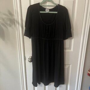 Cleo Vintage Black Scoop Neck Knee Length Dress Empire Waist Holiday Party 12